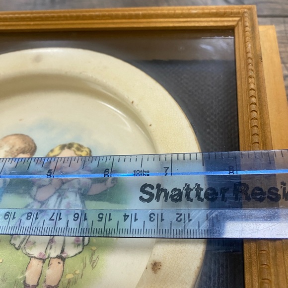 Antique Buffalo Pottery Campbell’s Soup Kids BABY Food Dish BOWL Wood Frame USA - Picture 10 of 13